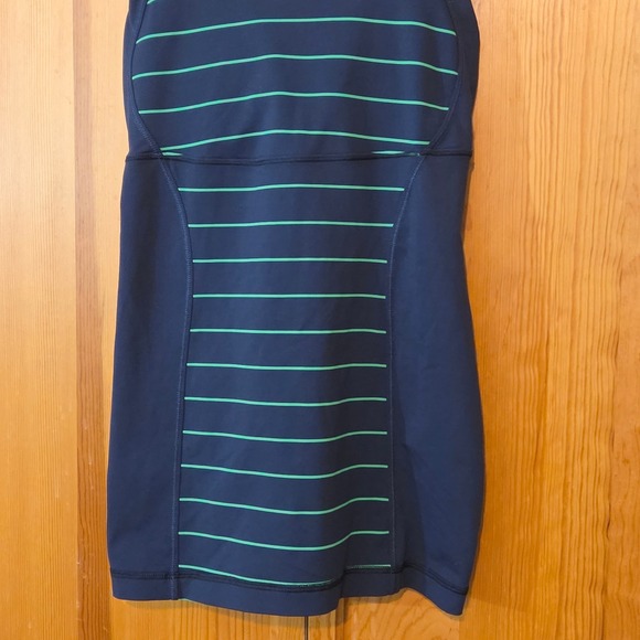 Lululemon Energy Tank Top Navy Green Striped Workout Athletic Built-In Bra - Picture 5 of 10
